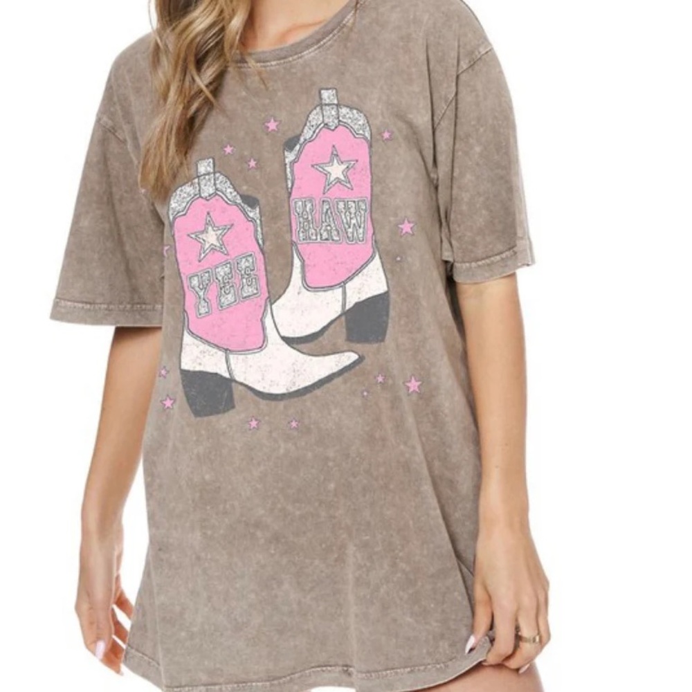 Yee Haw Glitter Boots Tee Size S/M